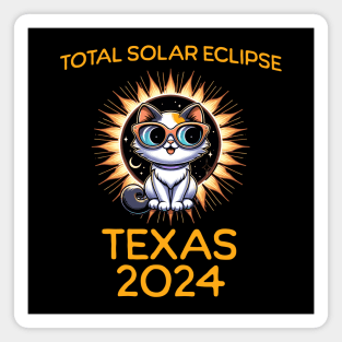 Funny Cat Sunglasses Total Solar Eclipse April 2024 Texas Magnet